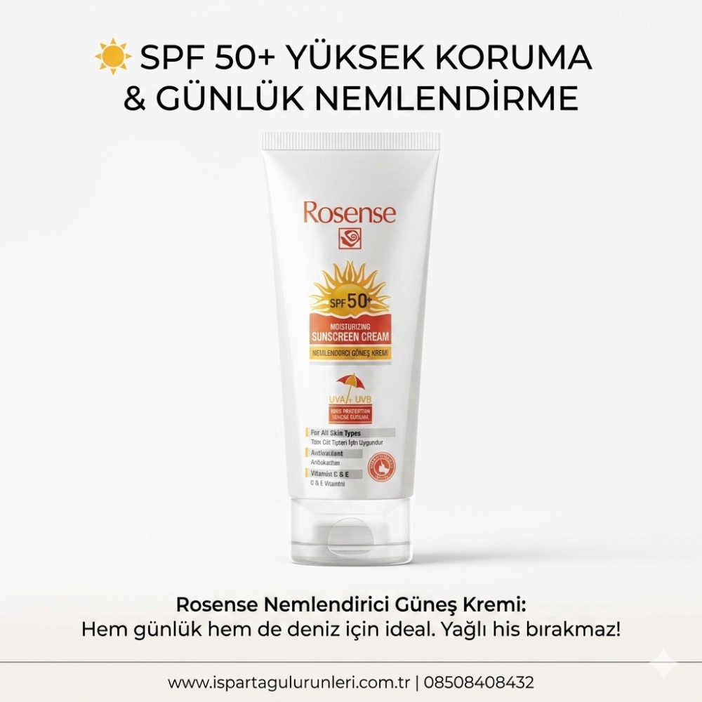 Rosense 50 SPF Nemlendirici Güneş Kremi 150 ml (Leke Karşıtı & Yüksek Koruma)