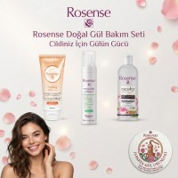 Rosense 3'lü Doğal Gül Bakım Seti: Peeling, Temizleme Köpüğü ve Micellar Gülsuyu